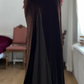 Vintage Sheath Spaghetti Strap Brown Velvet Prom Dress Evening Dress SH6075