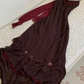 Vintage Mermaid Ruffle Beaded Dark Burgundy Chiffon Prom Dress Party Dress SH7420
