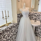 Baby Blue A Line Strapless Beaded Tulle 18th Birthday Dress Prom Dress SH3847