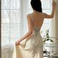Ivory A Line Straps Beaded Chiffon Long Prom Dress Graduation Prom Dress SH2562