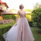 Pink Gentle  Exquisited Beaded Tulle Prom Dress Long Prom Dresses Evening Dress S405
