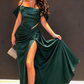 Sexy Dark Green Satin Mermaid Prom Dresses 2026 Spaghetti Straps Pleats Seep Train Formal Evening Occasion Pageant Gowns SA1038