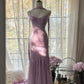 Purple Sheath Spaghetti Strap Beaded Tulle Long Prom Dress Evening Dress SH2443