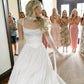 Simple Classic White A Line Strap Satin Tulle Long Prom Dress Wedding Dress SH3657