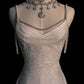 Elegant White Mermaid Spaghetti Straps Sequin Tulle Open Back Long Party Dress Date Dress SH3688