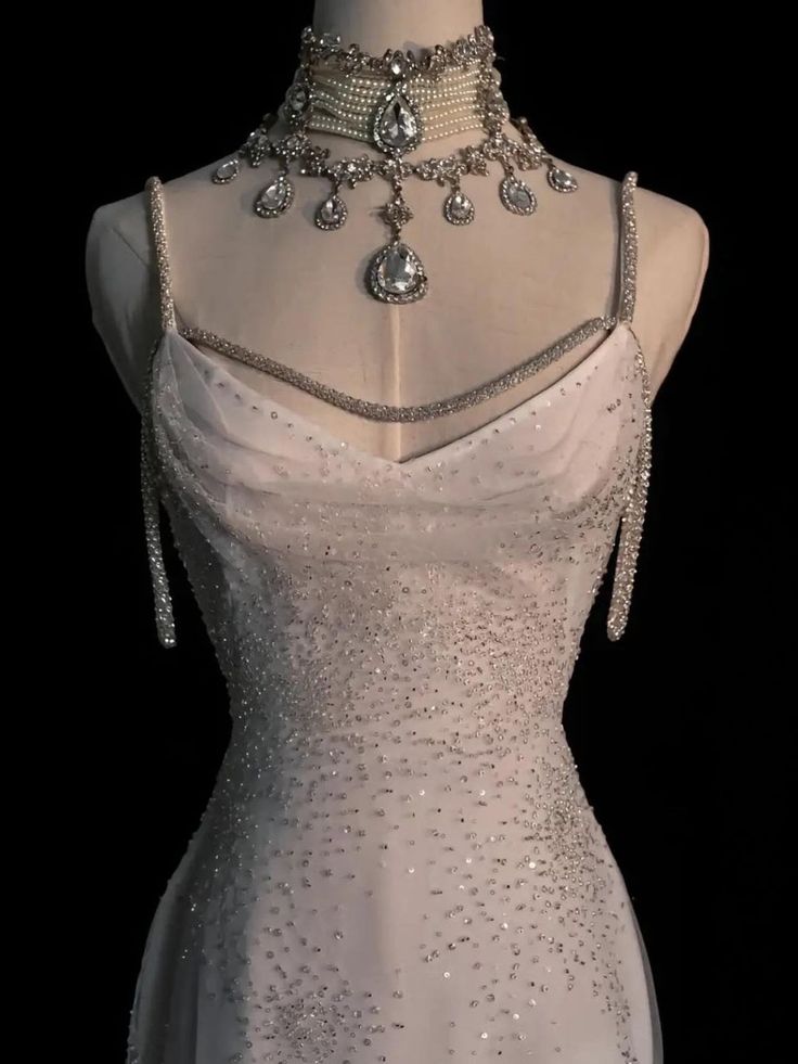 Elegant White Mermaid Spaghetti Straps Sequin Tulle Open Back Long Party Dress Date Dress SH3688