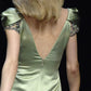 Green Elegant Sheath V Neck Satin Long Prom Dress Graduation Prom Dress SH2513