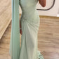 Fresh Green A Line Strapless Chiffon Long Prom Dress Party Evening Dress SH5704