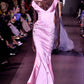 Pink Classy Mermaid Off the Shoulder Rhinestone Satin Long Prom Dress Evening Dress SH3452