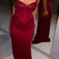 Sexy Champagne Mermaid Strapless Rhinestone Satin Prom Dress Evening Dress SH4821