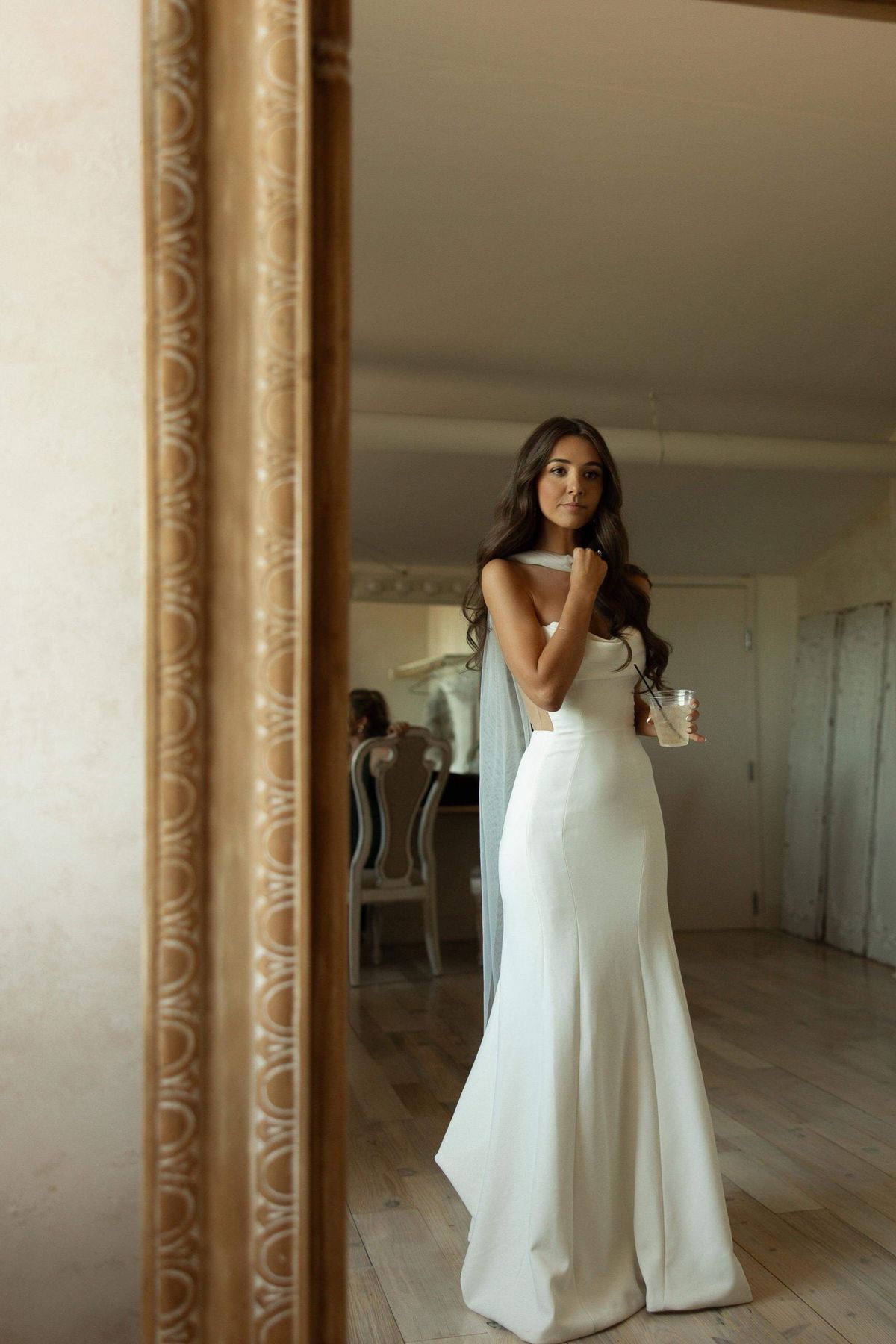 Pretty Mermaid Strapless Pleated White Satin Long Wedding Dress SH7545