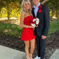 Red A-Line Strapless Mini Homecoming Dress with Ruffles SH5928