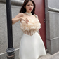 Unique A Line Strapless Corset Yellow Organza Satin Short Homecoming Dress Outfits SH6229