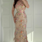 Pretty Mermaid Strapless Exquisite Embroidery Floral Tulle Long Prom Dress Evening Dress SH7298