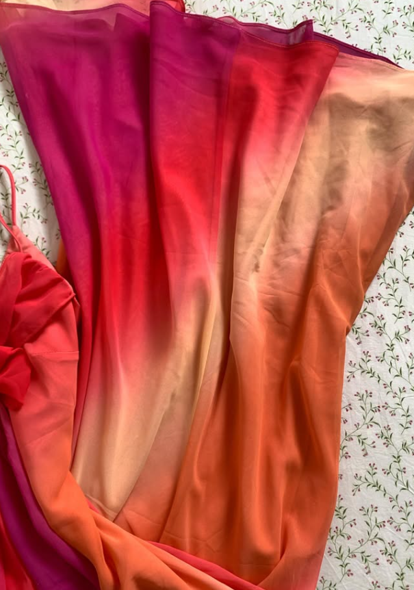 Vintage A Line Spaghetti Strap Orange-red Ombre Chiffon Prom Dress Party Dress SH7413