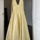 Deep V Neck Yellow Halter A Line Prom Dress SH1551