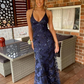 Navy Blue Mermaid Lace Long Evening Dress Formal Prom Dress SH673