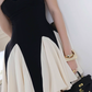 Cute A Line Spaghetti Strap White Black Satin Short Homecoming Dress Cocktail Dress SH3111