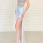 Dazzling Butterfly Beaded Sheath Spaghetti Strap Sequin Slit Prom Dress Evening Dress SH6761