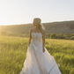 Princess Ball Gown Strapless White Lace Long Wedding Dress SH7141
