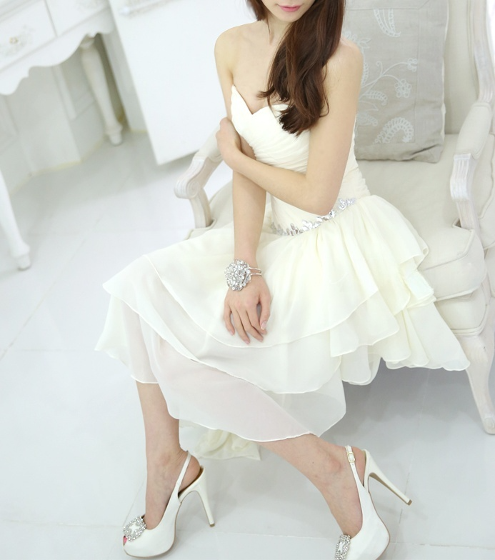 Chic Sweetheart Neck Irregular Layered Party Dress, Ivory Chiffon Homecoming  Dress SH751