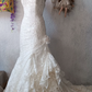 Vintage Mermaid Sweetheart Neck Ivory Lace Long Sweep Wedding Dress SH2155