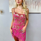 Pink Sheath Spaghetti Exquisite Beading Sequin Short Homecoming Dress SH6797