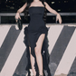Sexy Strapless Black Prom Evening Dress SH608