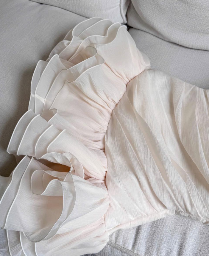 Cute A Line Spaghetti Strap Ivory Chiffon Short Homecoming Dress Birthday Dress SH4675