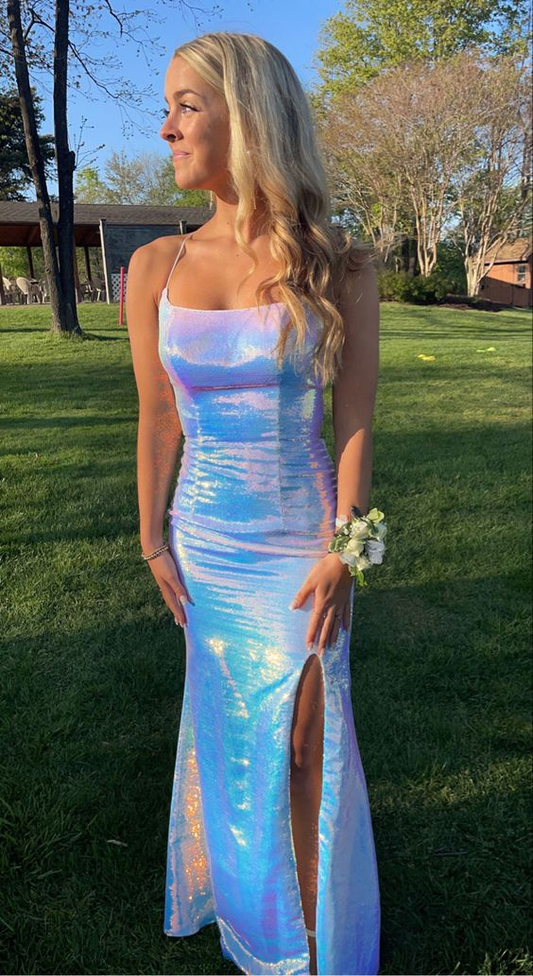 Charming Slit Mermaid Evening Dress Long Prom Dress SH862