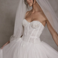Sweety A Line Strapless White Lace Tulle Long Wedding Dress SH6035