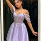 Stunning Lilac Sequins Strapless Short A Line Prom Dress with Beadings SH7513