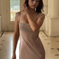 Elegant Blue A Line Straps Beaded Satin Long Prom Dress Date Dress SH5061