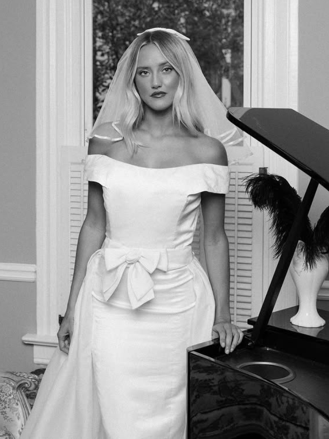 Vintage Sheath Off the Shoulder White Satin Long Train Wedding Dress SH6084
