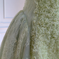 Green A Line Round Neck Lace Tulle Short Homecoming Dress SH4508