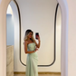 Fresh Green A Line Strapless Chiffon Long Prom Dress Party Evening Dress SH5704