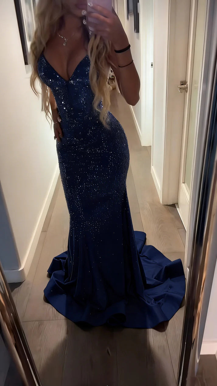 Sexy Prom Dresses Inspiration Mermaid Spaghetti Strap Champagne Semi Formal Party Dress For Teens High Schools SH6410