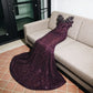 Sexy Special Occasion Dress Mermaid Sweetheart Grape Sequins Prom Dresses With Beads Gem Party Dress Long Evening Dresses SH6408