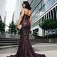 Sexy Special Occasion Dress Mermaid Sweetheart Grape Sequins Prom Dresses With Beads Gem Party Dress Long Evening Dresses SH6408
