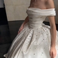 Pretty Ball Gown Off the Shoulder Exquisite Pearl Rhinestone Satin Wedding Dress SH5277