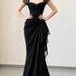 Elegant Black Mermaid Straps Pleated Chiffon Prom Dress Evening Dress SH5498