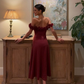Elegant A Line Strapless Burgundy Satin Long Prom Dress Outfits SH5067