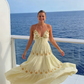 2026 New A Line Spaghetti Strap Embroidered Light Yellow Satin Prom Dress Outfits SH1023