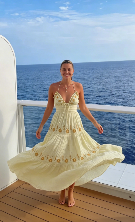 2026 New A Line Spaghetti Strap Embroidered Light Yellow Satin Prom Dress Outfits SH1023