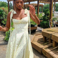 Bohemian Floral Midi Prom Dress Cute Yellow Party Dress SH1339
