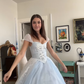 Baby Blue A Line Puff Beaded Embroidery Tulle Satin Prom Dress Evening Dress SH4879