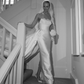 Stunning Ball Gown Strapless White Lace Satin Long Wedding Dress SH4695