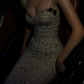 Sheath Spaghetti Straps Exquisite Rhinestone Tulle Long Prom Dress Evening Dress SH4628