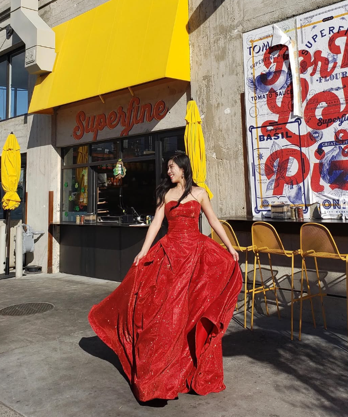 Sexy A Line Sweetheart Neck Red Sequin Satin Long Prom Dress Evening Dress SH2174