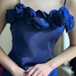 Dazzling Navy Blue A Line Straps Floral Satin Prom Dress Evening Dress Date Dress SH5638
